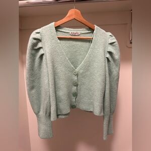 Mint Green V-Neck Cardigan Sweater